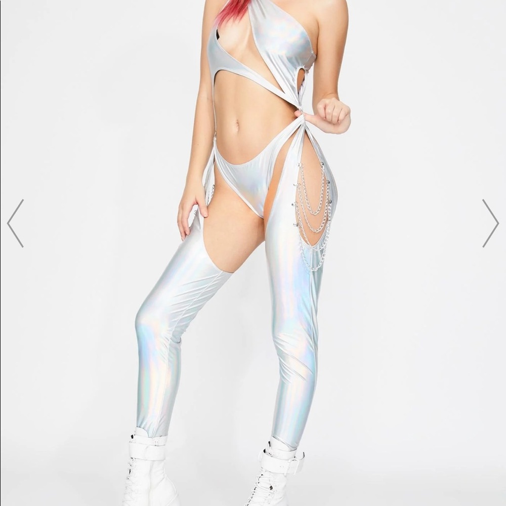 Club exx prism cat cut out suit in BLACK